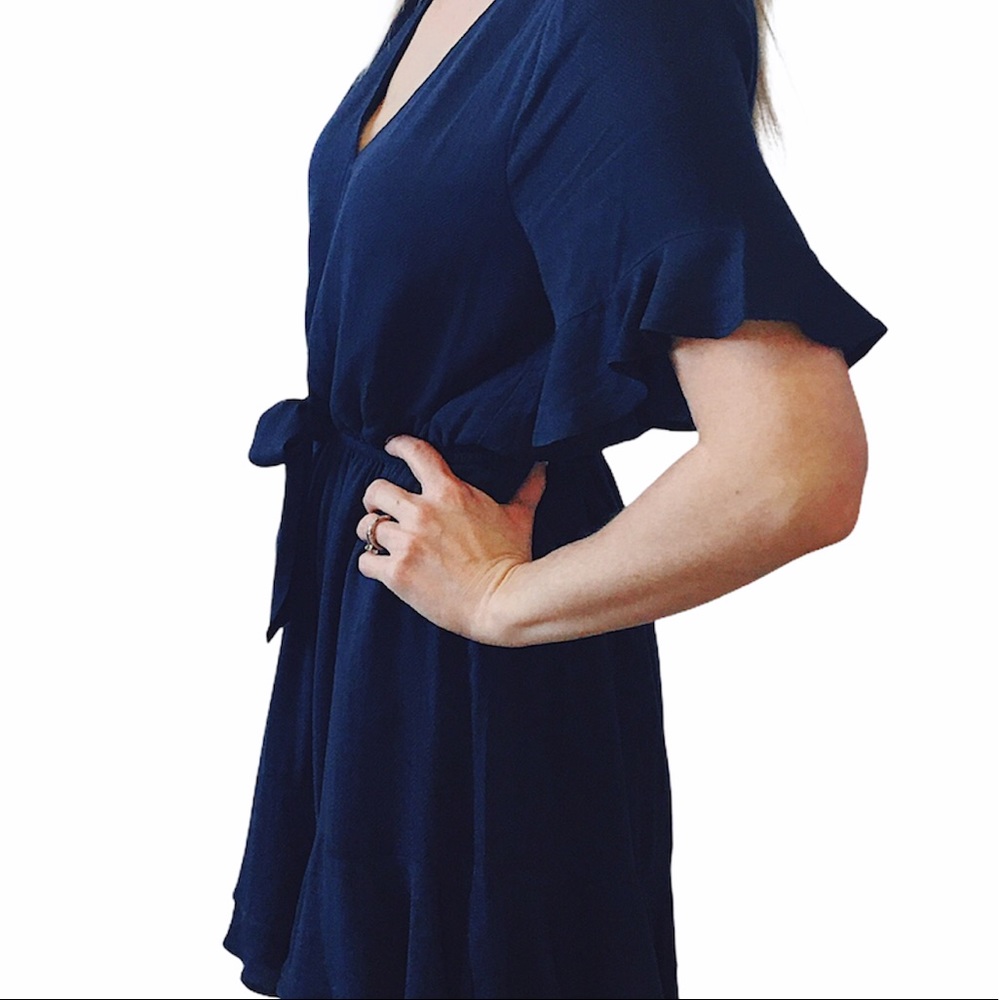 NWT GENTLE FAWN Blue Short Sleeve Ruffle Dress - Picture 4 of 4